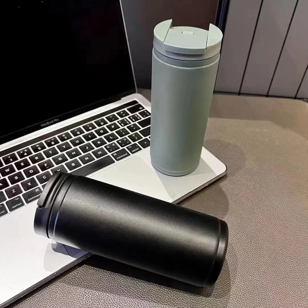 wholesale 400ml double wall stainless steel insulated coffee cup with lid sport style spill proof mug tumbler for adults friends