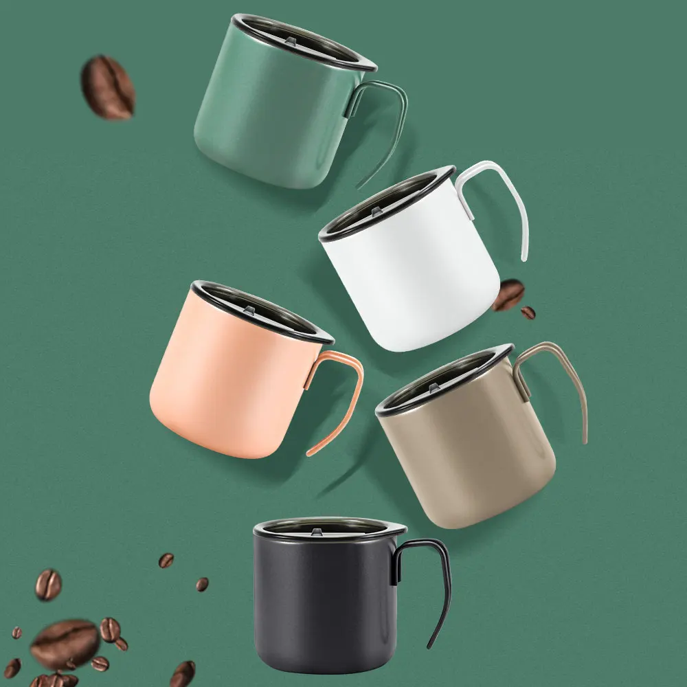 new design 12oz fashion double wall stainless steel coffee mug insulated tumbler cups with handle