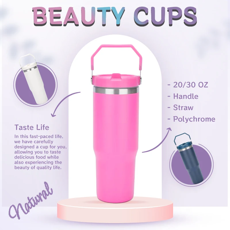 borge 30oz 20oz double wall stainless steel vacuum travel car mug cup tumbler with handle and straw wholesale bulk