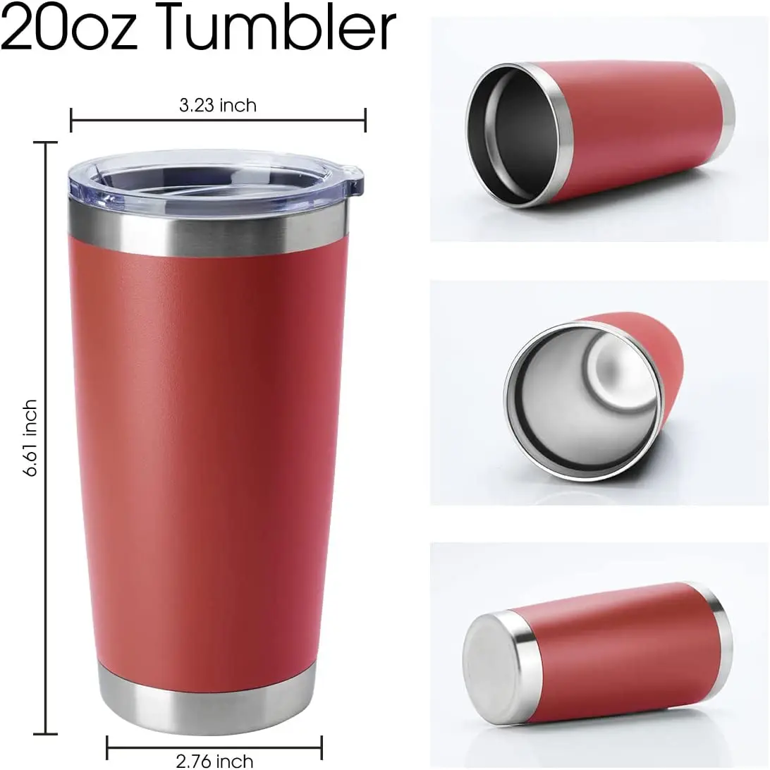 usa warehouse 20oz leakproof insulated tumblers travel coffee mugs powder coated stainless steel tumblers with lid and straw