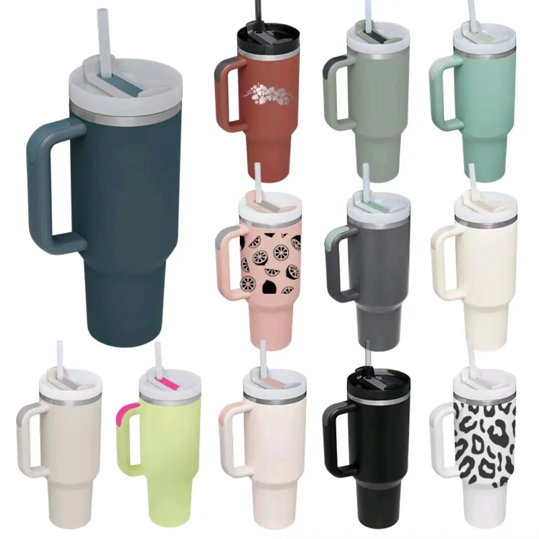 hot 30oz 40 oz double wall vacuum insulated 304 stainless steel tumbler cup with handle lid straw for coffee beer water