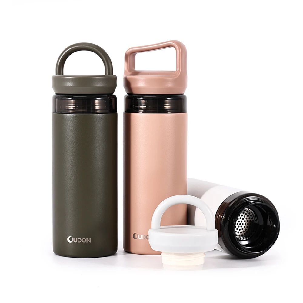 custom 400ml double wall 304 stainless steel water bottle vacuum insulated with dual handle lids