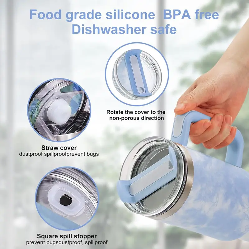 top sell custom 40oz 304 stainless steel double wall vacuum insulated travel tumbler with handle and lids