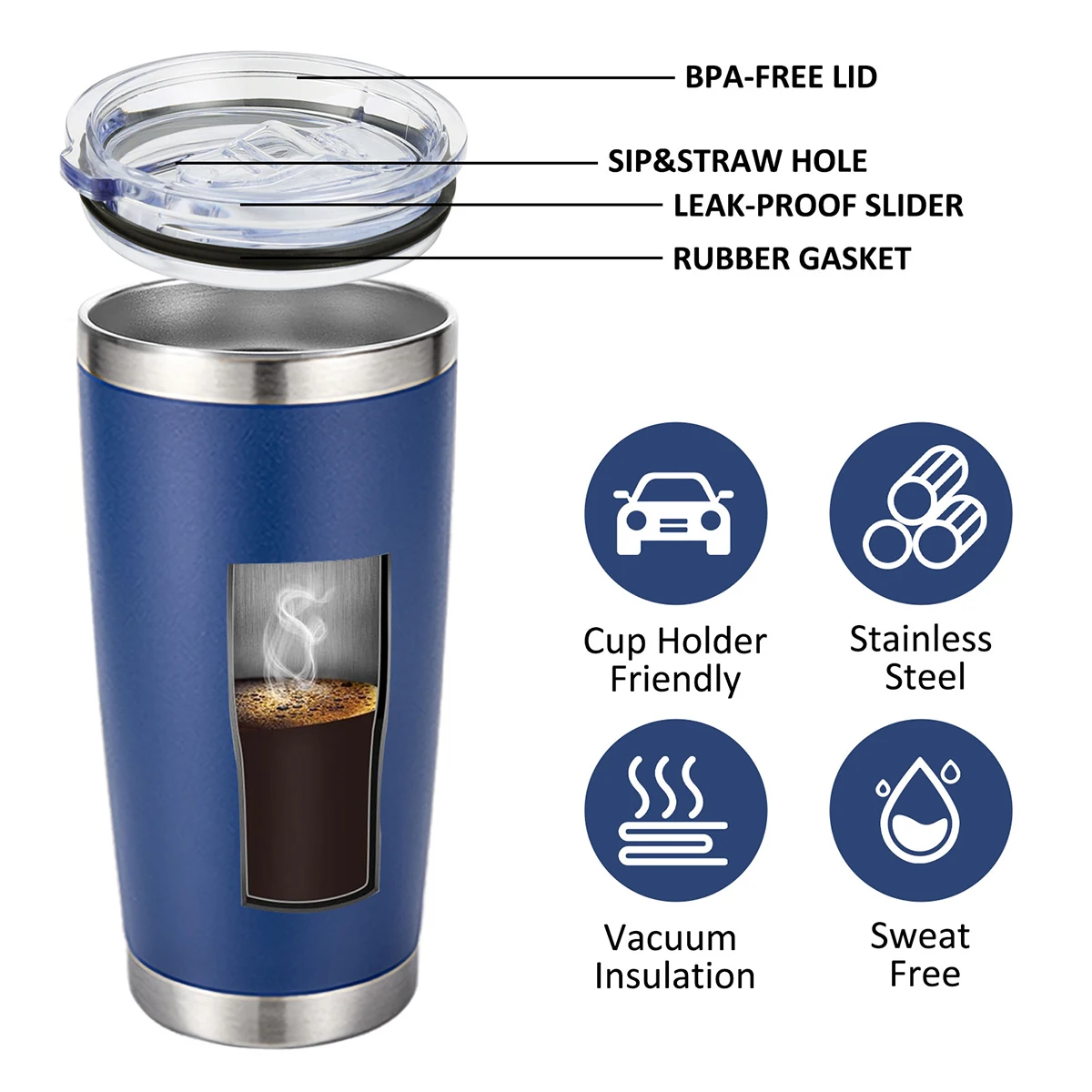 custom logo 20oz insulated double wall travel coffee mugs powder coated party cup stainless steel tumbler for laser engraving