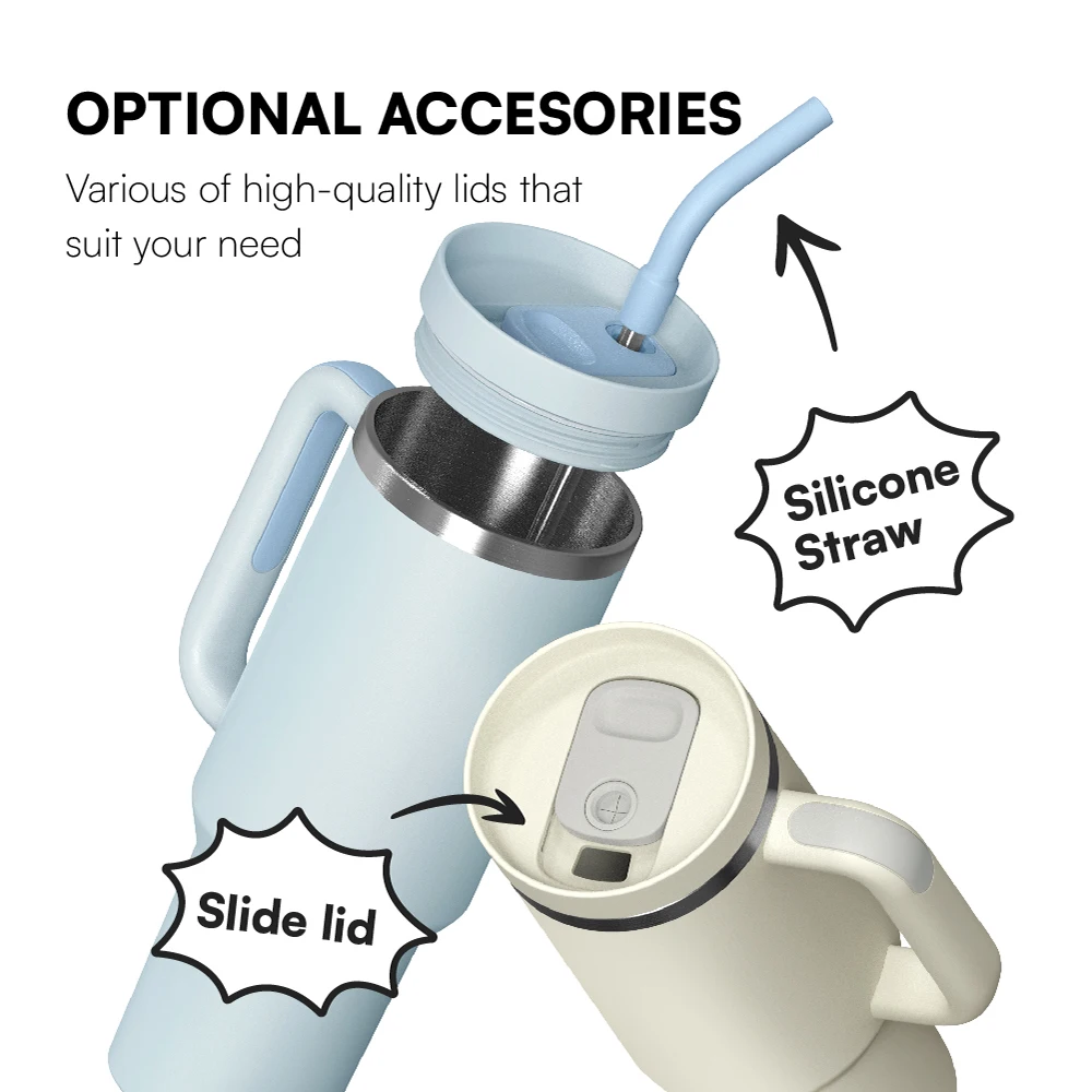 outdoor 40 oz beer travel mug insulated stainless steel tumbler wholesale bulk tumbler with handle and straw