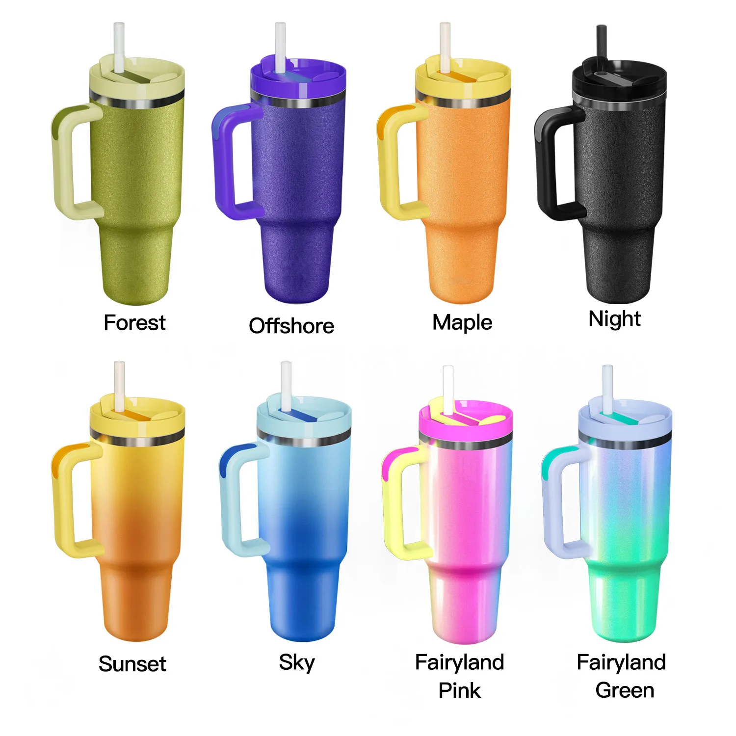 hot 30oz 40 oz double wall vacuum insulated 304 stainless steel tumbler cup with handle lid straw for coffee beer water