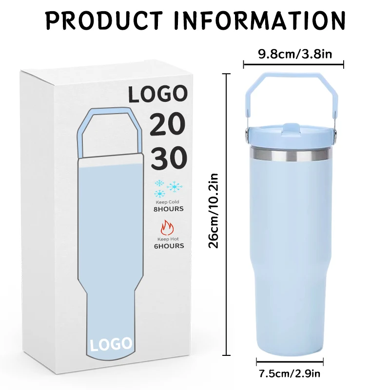 borge 30oz 20oz double wall stainless steel vacuum travel car mug cup tumbler with handle and straw wholesale bulk