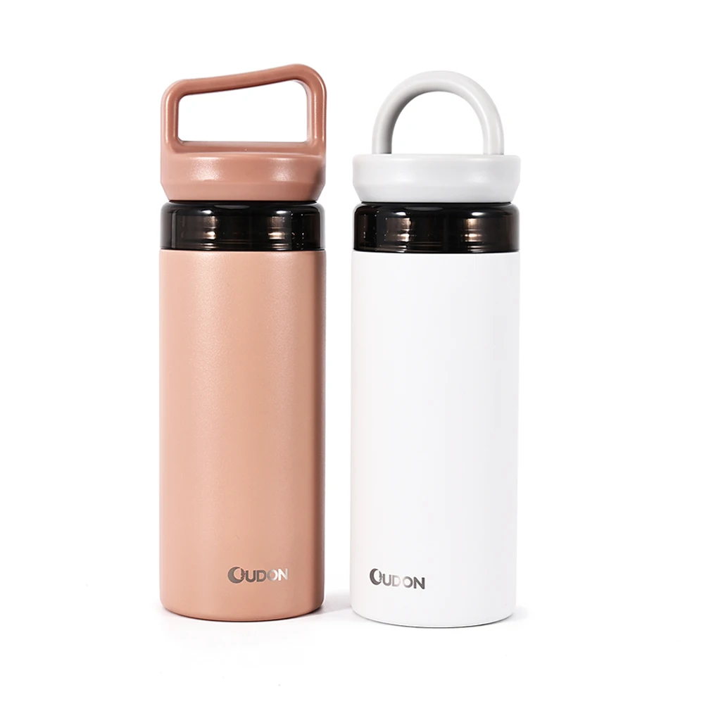 custom 400ml double wall 304 stainless steel water bottle vacuum insulated with dual handle lids