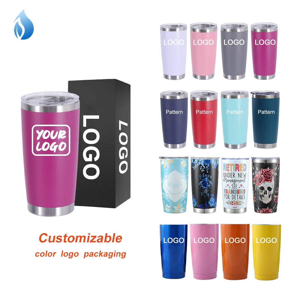 custom coffee cup 20 oz tumbler stainless steel vacuum insulated 20oz power coating water tumbler with lid for laser engraving