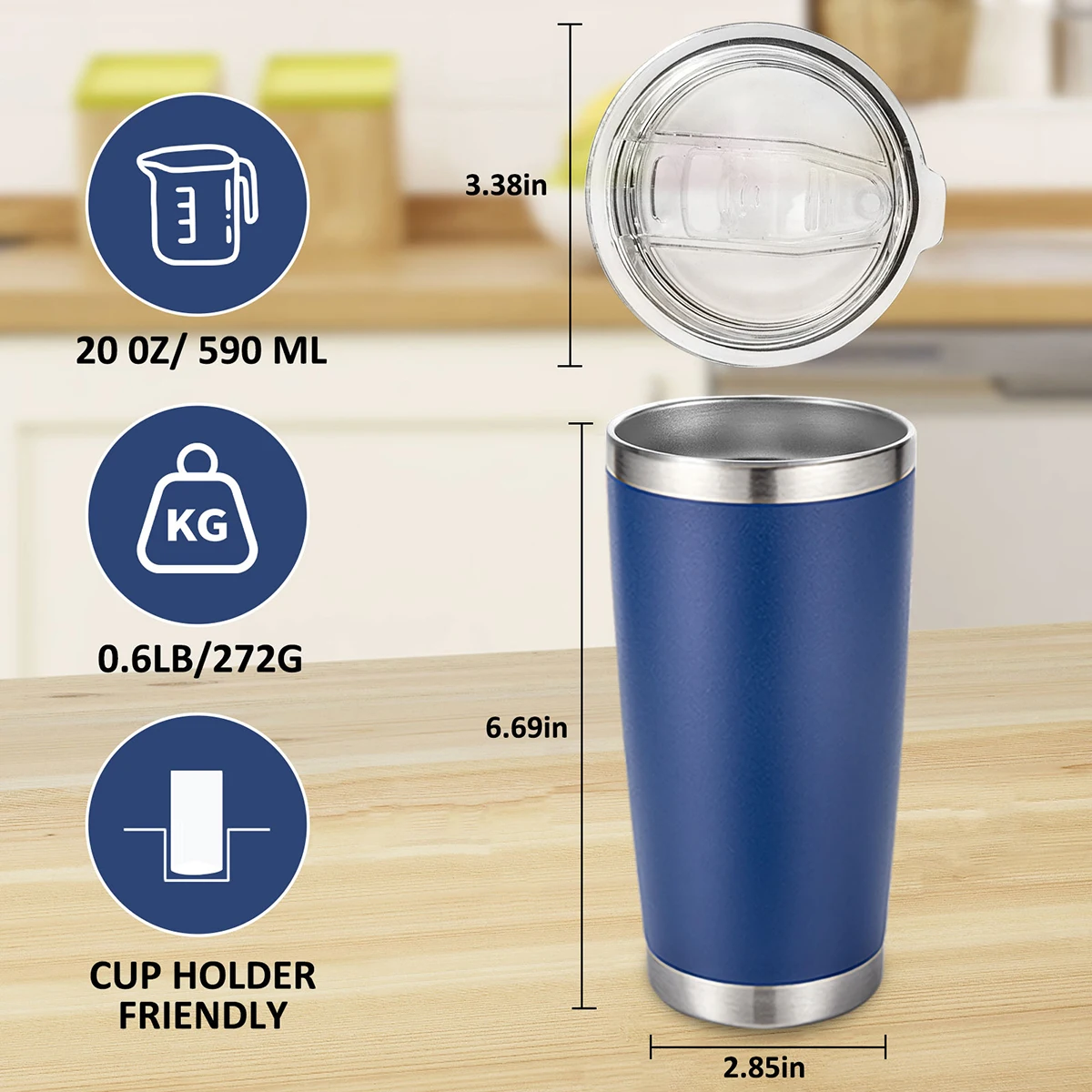 custom logo 20oz insulated double wall travel coffee mugs powder coated party cup stainless steel tumbler for laser engraving